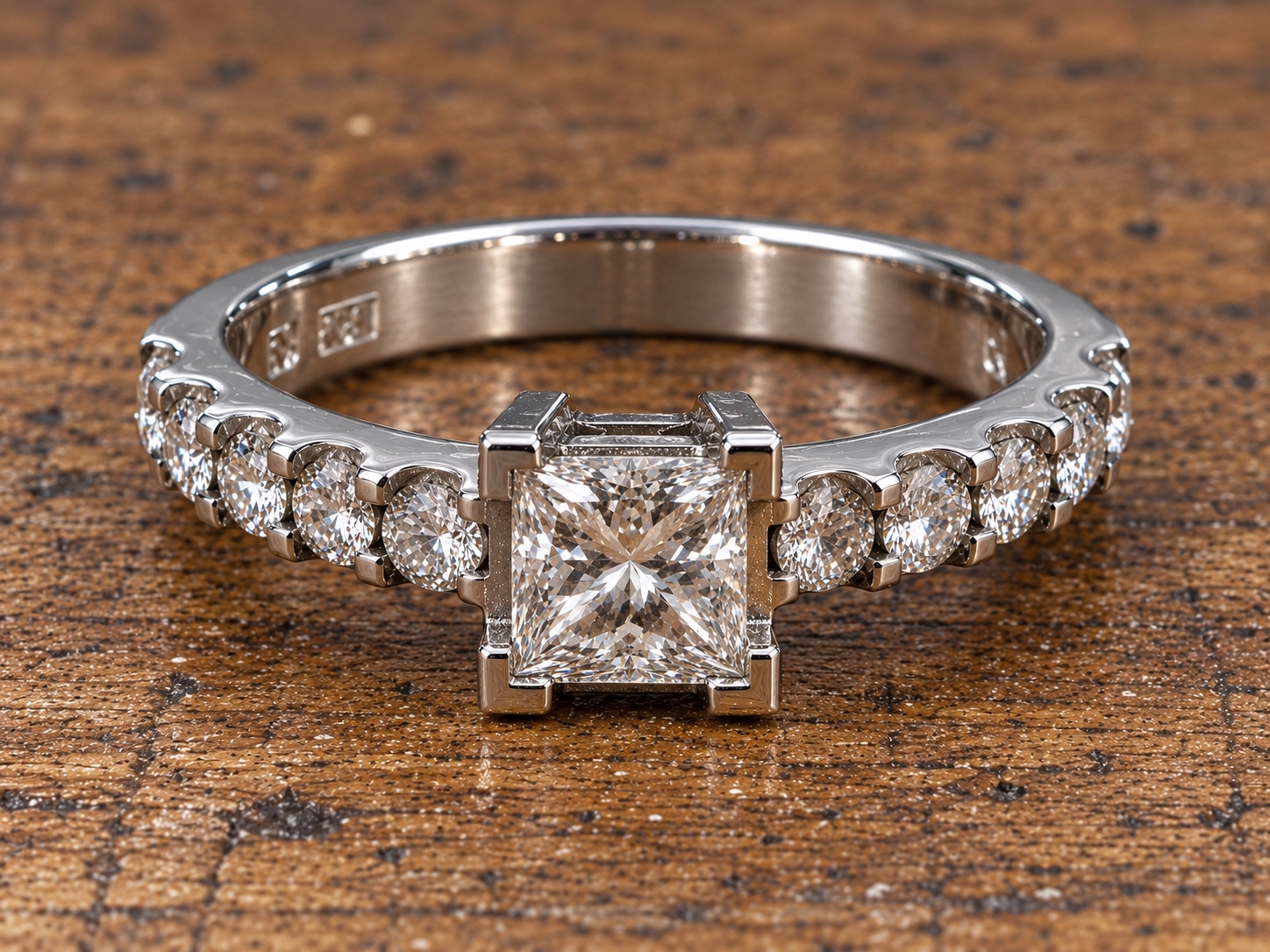 Claw set princess cut diamond ring