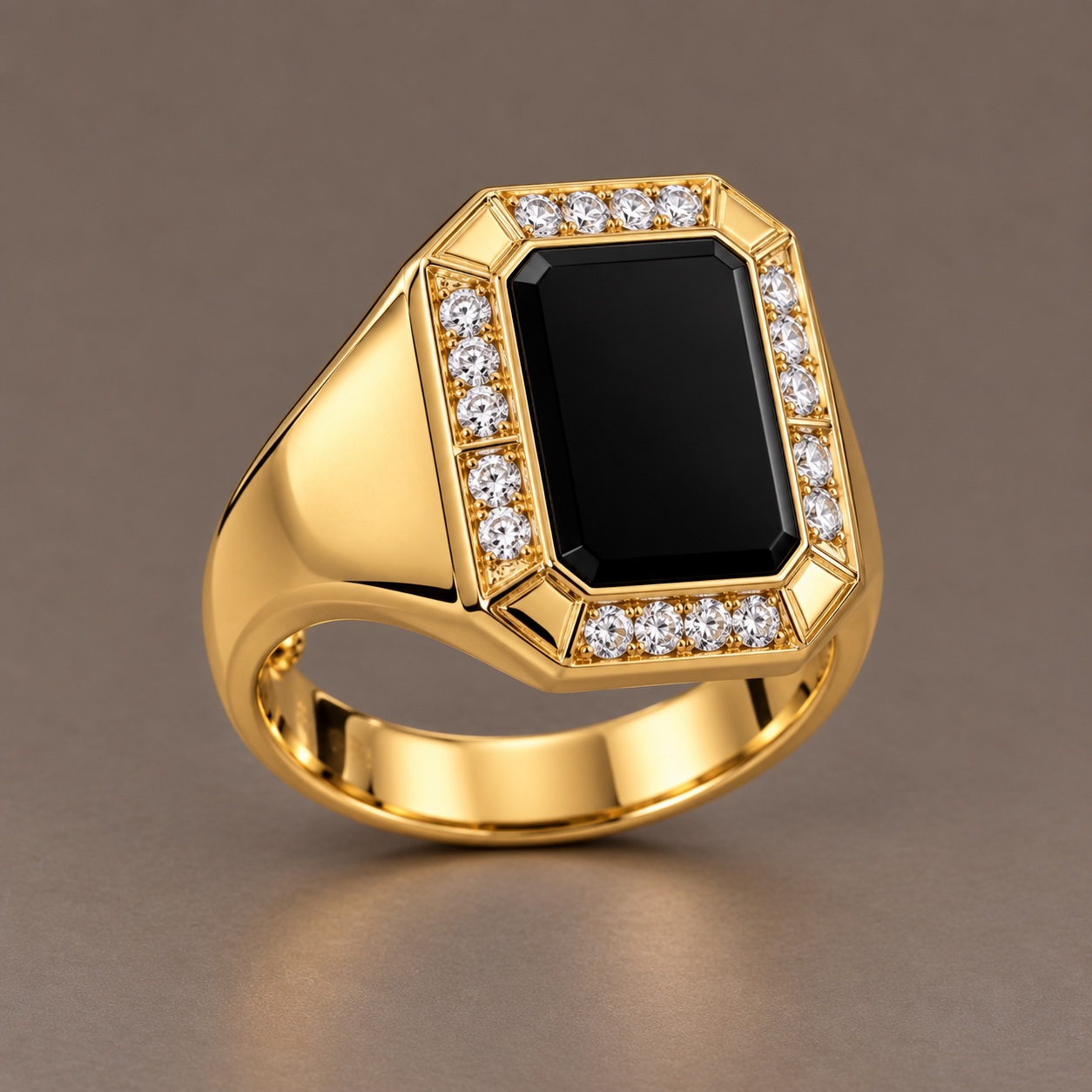 Flush Set Onyx with Grain Set Diamonds specialist gemstone setting illustration